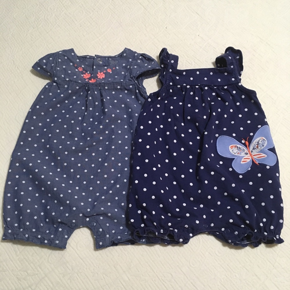 9m (4/$20) Pair of Polka Dot SunSuit/Rompers by Carter’s